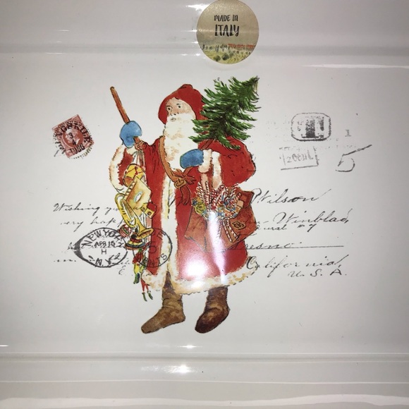 VALORI HOME Nostalgic Santa Post Card Stamp Tray Made in Italy 12 x 7" - Picture 2 of 6